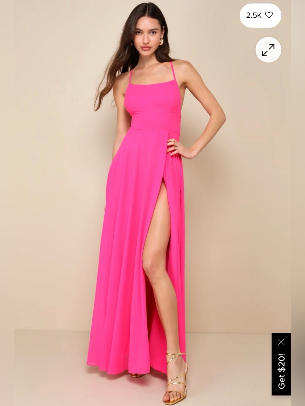 Lulu's Vibrant Hot Pink Double-Strap Maxi Dress
